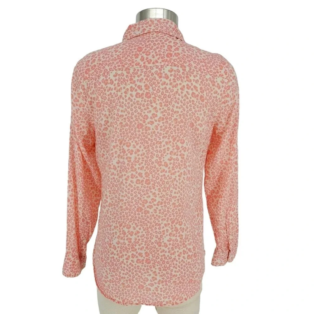 GAP Shirt Pink Cheetah Leopard Long Sleeve Collared Button Up Top - Picture 5 of 9